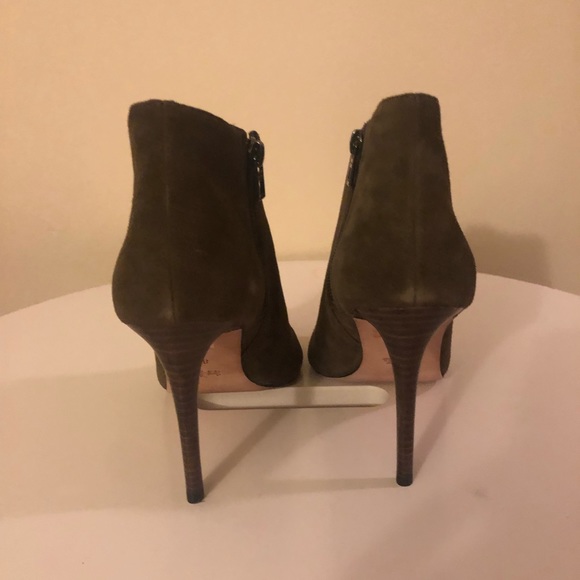 Coach Olive Green Suede Peep Toe Booties - Picture 4 of 6